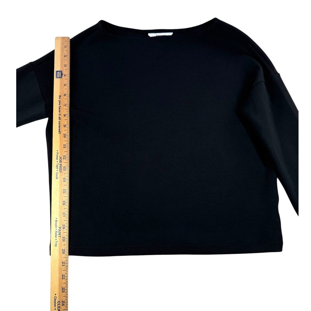 Spanx AirEssentials Boat Neck Long Sleeve Shirt S Black Spacer Fabric Relaxed - Picture 7 of 8